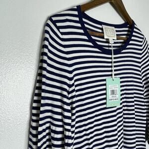 Sail to Sable STS Dress Womens Medium Striped Nautical 3/4 Sleeve Pullover NEW